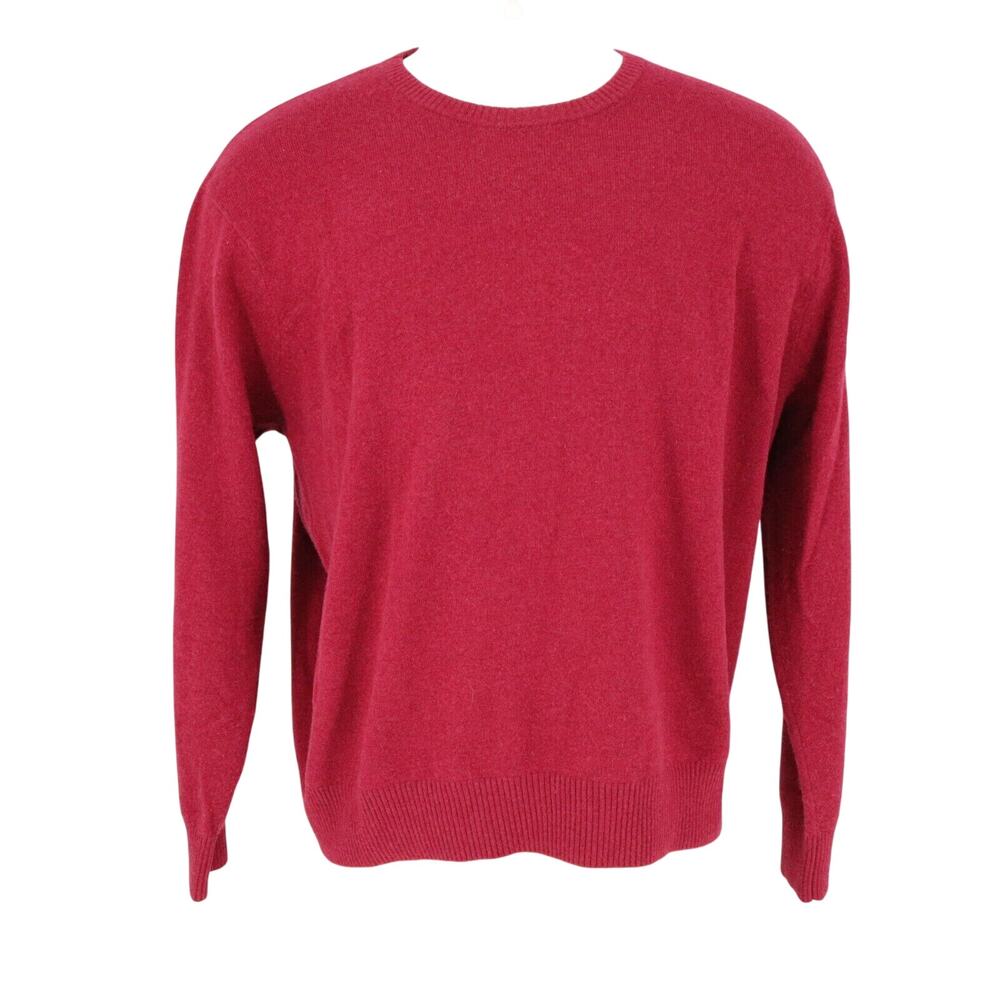 Norm Thompson Sweater Mens XL Red All Cashmere Crew Neck Long Sleeve Pullover